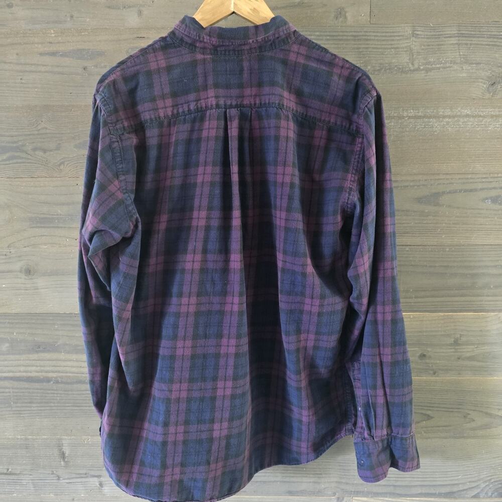 Uniqlo Mens Large Plaid Flannel Button-Up Shirt Purple & Blue Cotton - Picture 2 of 5